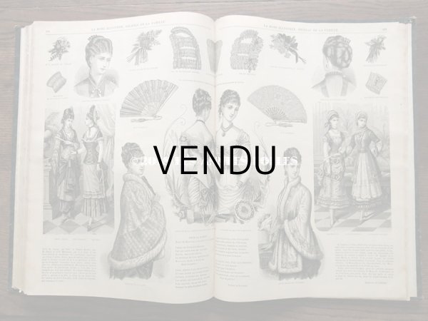 画像19: 1878年 アンティーク 本 版画付き モード新聞 1年分 ファッションプレートブック　LA MODE ILLUSTREE (19)