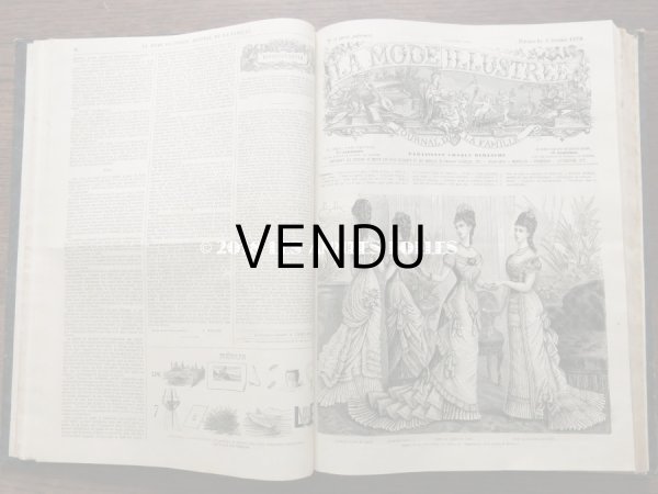 画像11: 1878年 アンティーク 本 版画付き モード新聞 1年分 ファッションプレートブック　LA MODE ILLUSTREE (11)