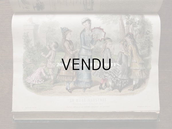 画像13: 1878年 アンティーク 本 版画付き モード新聞 1年分 ファッションプレートブック　LA MODE ILLUSTREE (13)