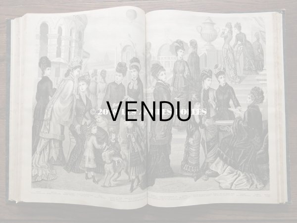 画像14: 1878年 アンティーク 本 版画付き モード新聞 1年分 ファッションプレートブック　LA MODE ILLUSTREE (14)