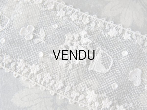 画像3: 1920年代 アンティーク レース フラワーポットの刺繍入り  花の縁取り 1.55m (3)