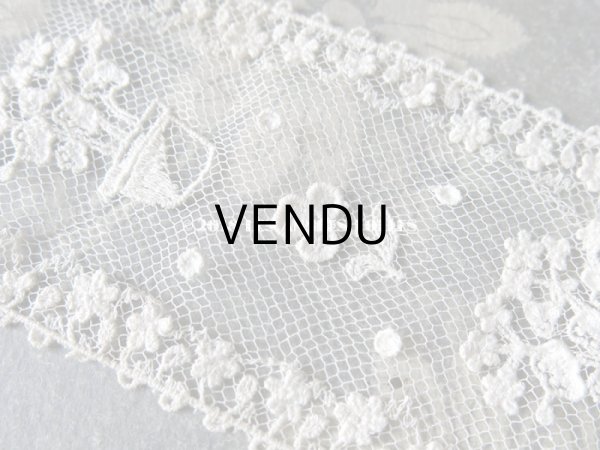 画像4: 1920年代 アンティーク レース フラワーポットの刺繍入り  花の縁取り 1.55m (4)