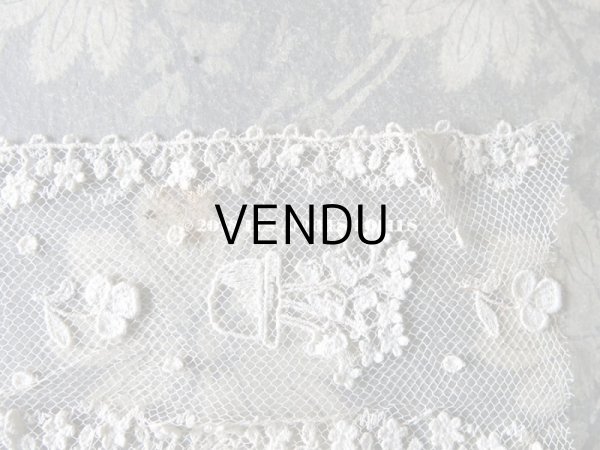 画像10: 1920年代 アンティーク レース フラワーポットの刺繍入り  花の縁取り 1.55m (10)