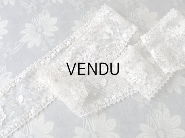 画像7: 1920年代 アンティーク レース フラワーポットの刺繍入り  花の縁取り 1.55m (7)