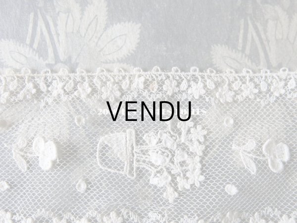 画像8: 1920年代 アンティーク レース フラワーポットの刺繍入り  花の縁取り 1.55m (8)