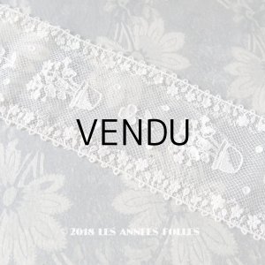 画像: 1920年代 アンティーク レース フラワーポットの刺繍入り  花の縁取り 1.55m