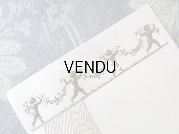 画像5: 未使用 アンティーク メニュー MENU 天使＆花のガーランド 3枚セット (5)