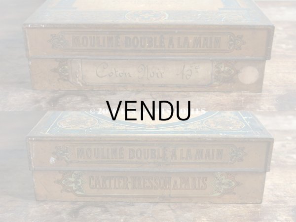 画像7: 19世紀末 アンティーク 糸巻きの大きなメタルケース スレッド缶 MOULINE DOUBLE A LA MAIN - CARTIER-BRESSON A PARIS - (7)