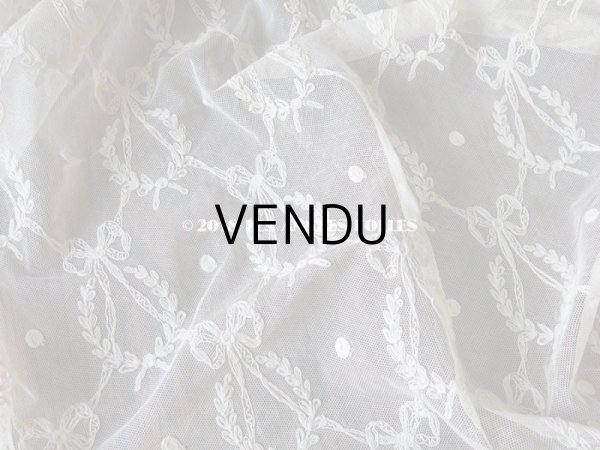 画像4: アンティーク カーテン用 リボン柄のチュールレース  (4)