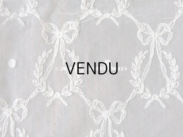 画像8: アンティーク カーテン用 リボン柄のチュールレース  (8)