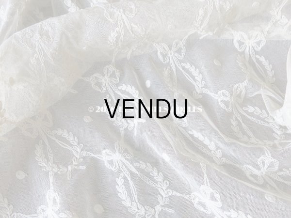 画像6: アンティーク カーテン用 リボン柄のチュールレース  (6)