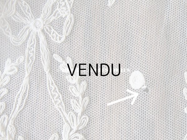 画像7: アンティーク カーテン用 リボン柄のチュールレース  (7)