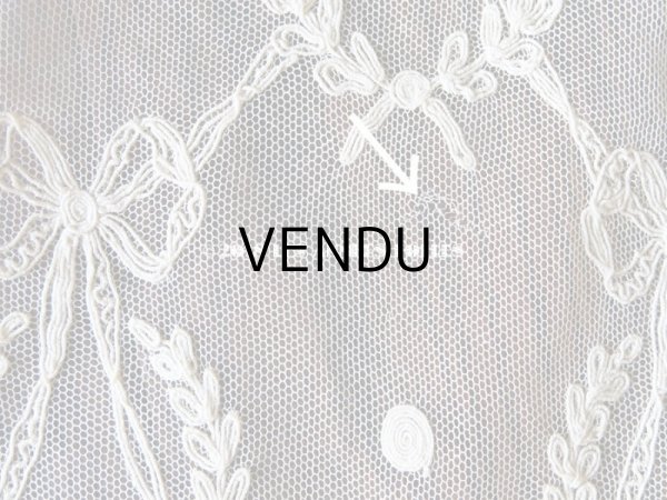 画像9: アンティーク カーテン用 リボン柄のチュールレース  (9)