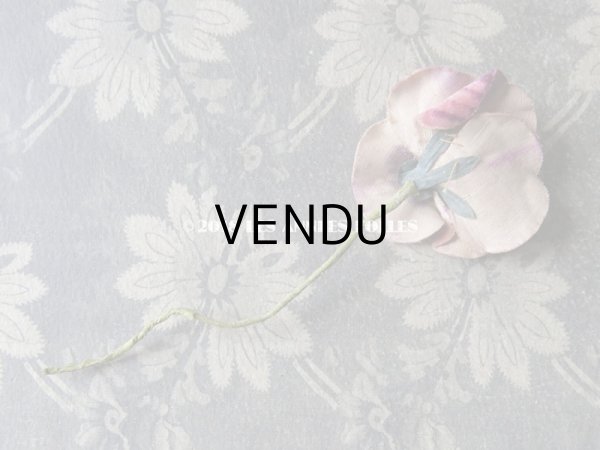 画像13: アンティーク  パンジーの布花 ベルベットのコサージュ (13)