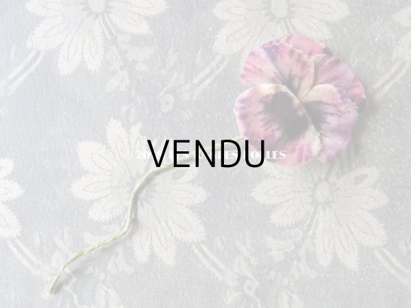 画像12: アンティーク  パンジーの布花 ベルベットのコサージュ (12)