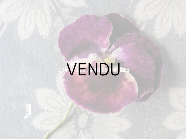 画像15: アンティーク  パンジーの布花 ベルベットのコサージュ (15)