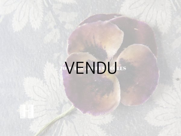 画像9: アンティーク  パンジーの布花 ベルベットのコサージュ (9)