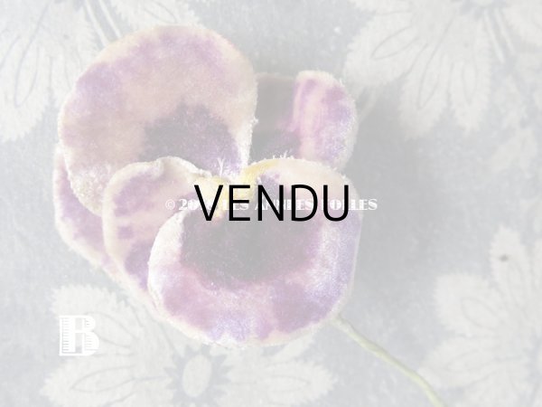 画像5: アンティーク  パンジーの布花 ベルベットのコサージュ (5)