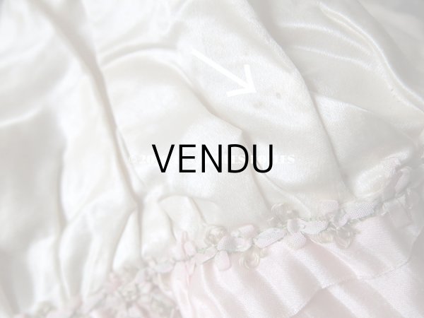 画像8: 1920年代 アンティーク ボネ ベビーピンクのフリルリボン & ロココトリム ナイトキャップ (8)