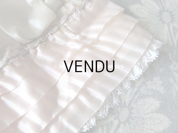 画像5: 1920年代 アンティーク ボネ ベビーピンクのフリルリボン & ロココトリム ナイトキャップ (5)