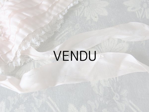 画像6: 1920年代 アンティーク ボネ ベビーピンクのフリルリボン & ロココトリム ナイトキャップ (6)