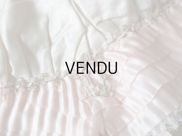 画像3: 1920年代 アンティーク ボネ ベビーピンクのフリルリボン & ロココトリム ナイトキャップ (3)