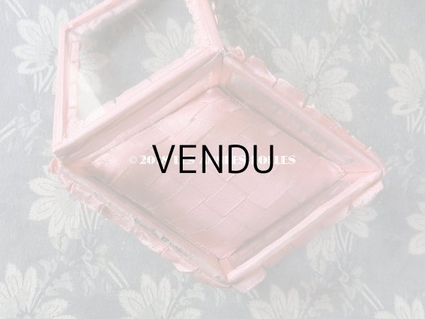 画像3: アンティーク ジュエリーボックス リボンワーク ピンクのクッション (3)