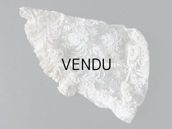 画像4: 19世紀末 アンティーク  ドール用 ポワンドローズのボネ ニードルレース 『ポワン・ド・ガーズ』『ポワン・ド・ローズ』  (4)