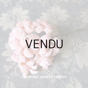 画像: 1930年代 アンティーク ベルベットの花のコサージュ ピンク ラベル付 デッドストック