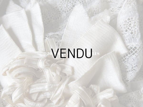 画像6: アンティーク ドール用 シルクリボンとレースのボネ (6)