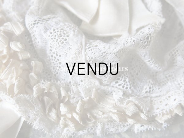 画像8: アンティーク ドール用 シルクリボンとレースのボネ (8)