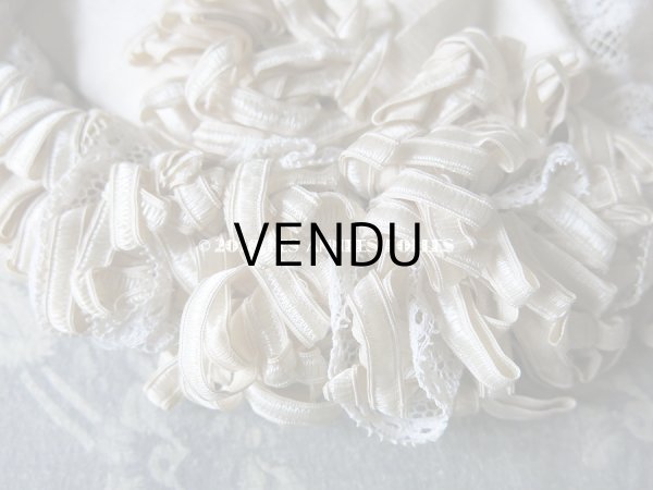 画像4: アンティーク ドール用 シルクリボンとレースのボネ (4)