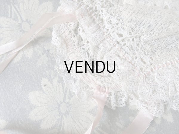 画像6: 1900年代 アンティーク 少女用 レースのボネ ベビーピンクのシルクリボン ナイトキャップ (6)