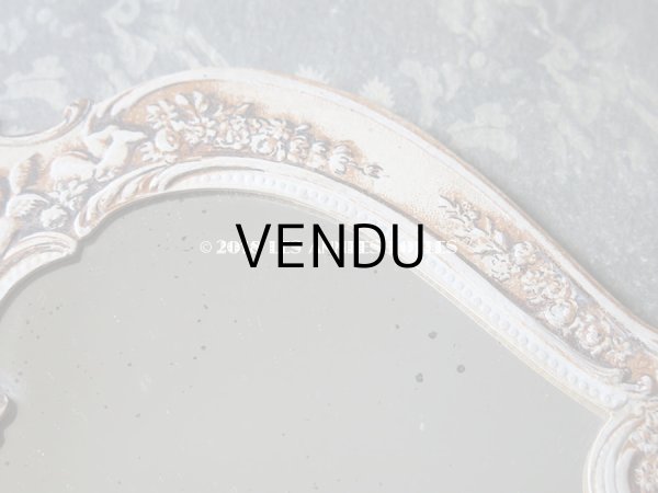 画像7: 1900年代 アンティーク 家具店の手鏡 天使＆薔薇のガーランド (7)