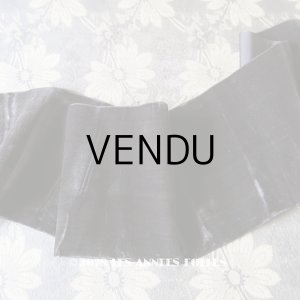 画像: 19世紀末 アンティーク シルク製 幅広 ベルベットのリボン チャコールグレー ダブルフェイス 2.45m　幅10.7cm