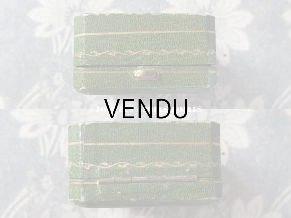 画像4: アンティーク ジュエリーボックス 金彩入り グリーン (4)