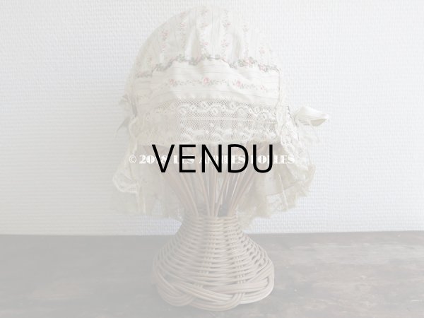 画像3: 1900年代 アンティーク ロココトリム付 薔薇模様のシャルロット (3)