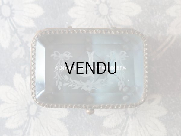 画像3: 1900年代 アンティーク ジュエリーボックス モノグラム 【J】 リボンのガーランド (3)