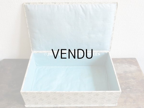 画像5: 1900年代 アンティーク ブルーの薔薇模様　大きなカルトナージュボックス 37×22.9×10.3cm (5)