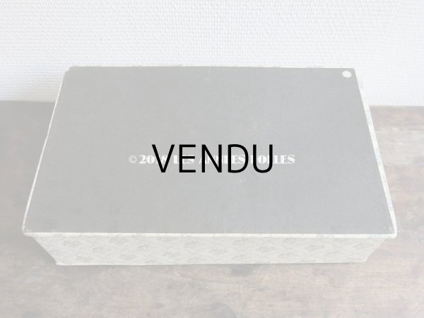 画像6: 1900年代 アンティーク ブルーの薔薇模様　大きなカルトナージュボックス 37×22.9×10.3cm (6)