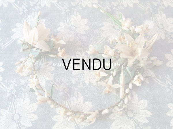 画像3: 1900年代 アンティーク ワックスフラワーのヘッドリース 白百合 & オレンジブロッサム ウェディング 結婚式 ティアラ (3)