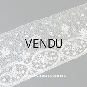 画像: 1900年代 アンティーク 薔薇模様 手編みのレース 1.39m 