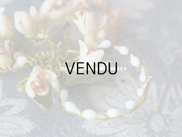 画像6: アンティーク ワックスフラワーの小さなブーケ ブローチ オレンジブロッサム (6)