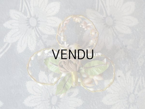 画像3: アンティーク ワックスフラワーの小さなブーケ ブローチ オレンジブロッサム (3)