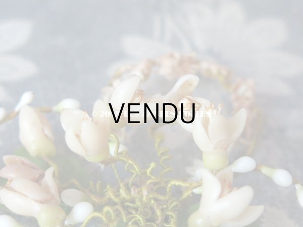 画像5: アンティーク ワックスフラワーの小さなブーケ ブローチ オレンジブロッサム (5)