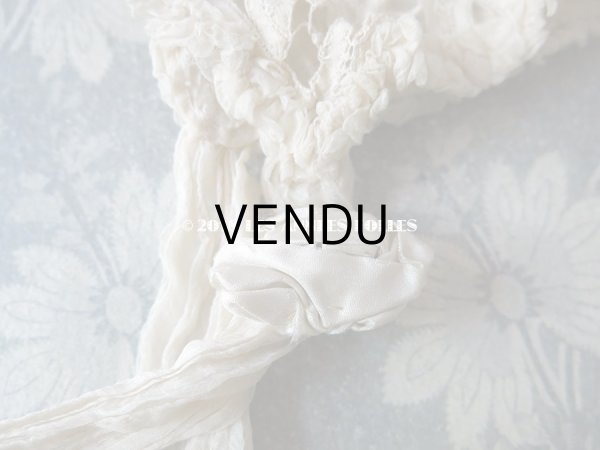 画像5: アンティーク ドール用 シルクオーガンジーのリボン付 フリル＆レースのボネ (5)