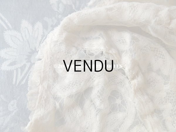 画像9: アンティーク ドール用 シルクオーガンジーのリボン付 フリル＆レースのボネ (9)