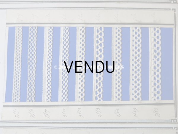 画像4: 1875年 アンティーク 手編みのレースのサンプル サンプラー 6枚綴り (4)