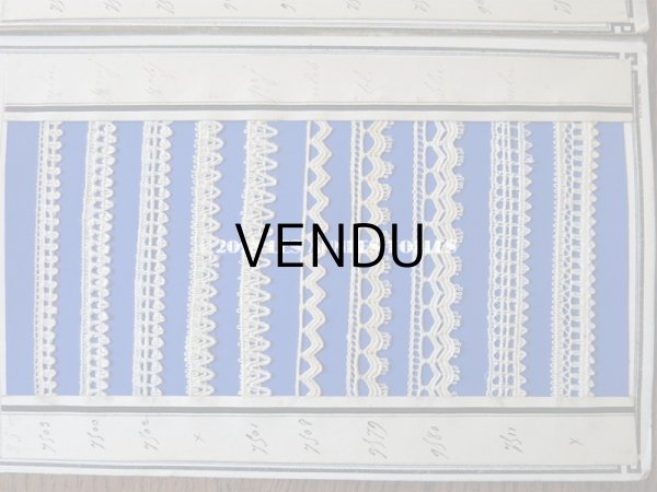 画像3: 1875年 アンティーク 手編みのレースのサンプル サンプラー 6枚綴り (3)