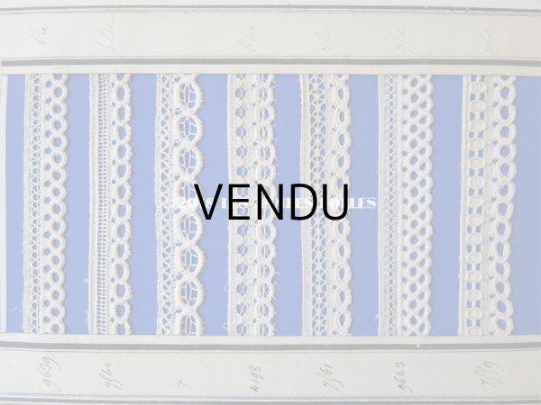 画像7: 1875年 アンティーク 手編みのレースのサンプル サンプラー 6枚綴り (7)